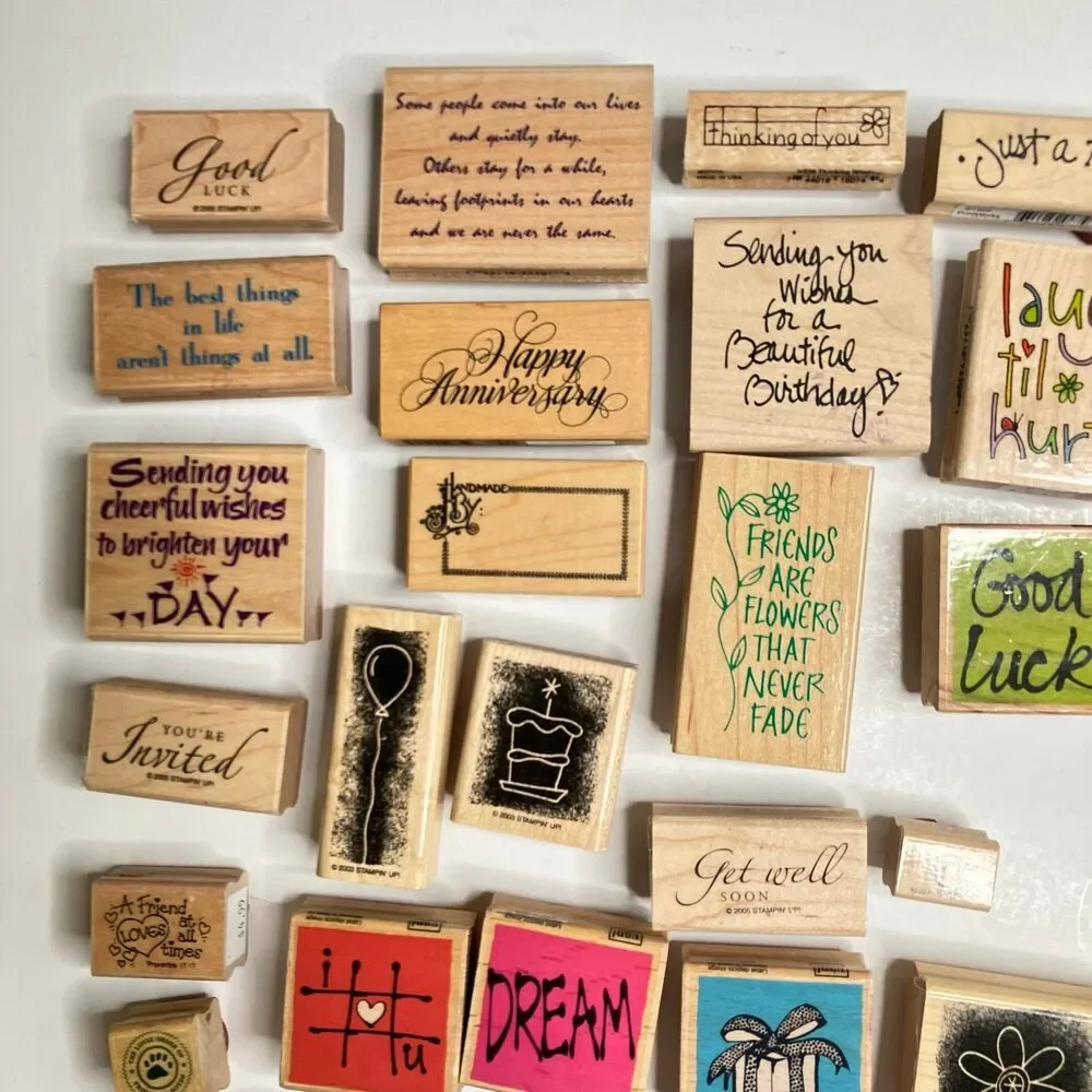 HUGE Lot Of Over 60 Miscellaneous Wooden Rubber Stamps Assorted